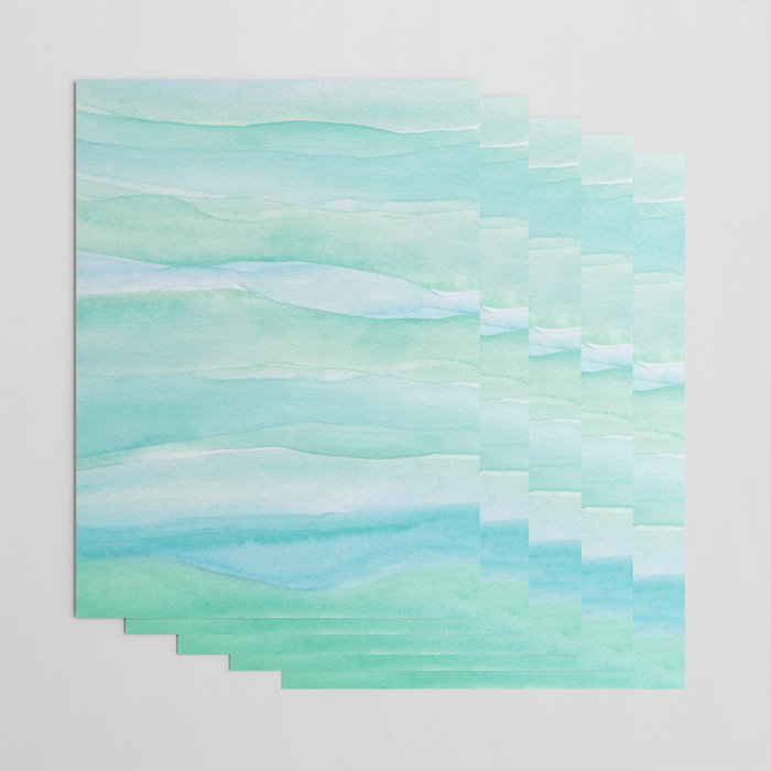 Ocean Layers - Blue Green Watercolor Wrapping Paper Gallery Image 3