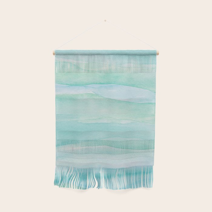 Ocean Layers - Blue Green Watercolor Wall Hanging Gallery Image 1