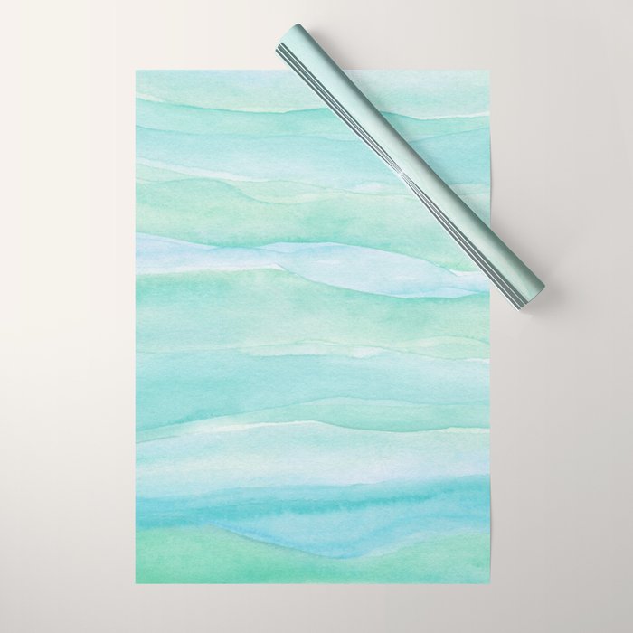 Ocean Layers - Blue Green Watercolor Wrapping Paper Gallery Image 1