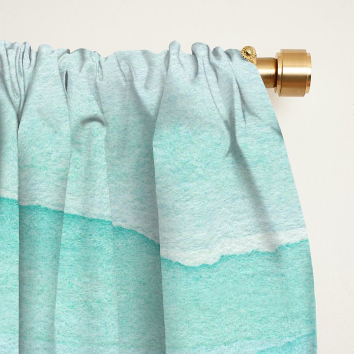 Ocean Layers - Blue Green Watercolor Window Curtain Gallery Image 2