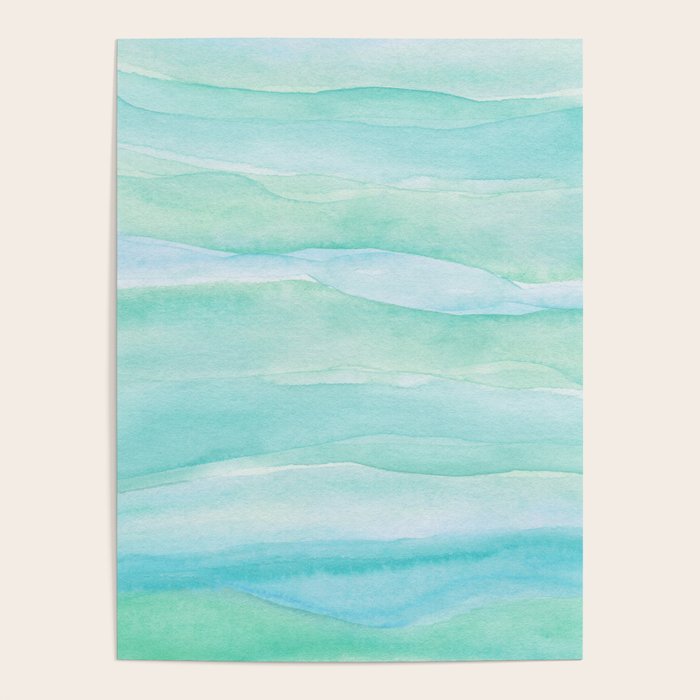 Ocean Layers - Blue Green Watercolor Poster Gallery Image 1