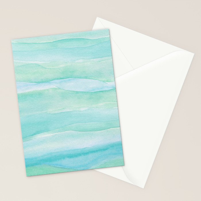 Ocean Layers - Blue Green Watercolor Stationery Card Gallery Image 2