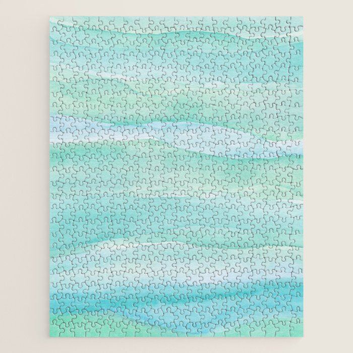 Ocean Layers - Blue Green Watercolor Jigsaw Puzzle Gallery Image 1