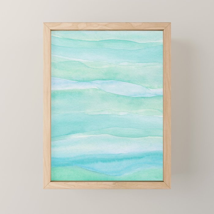 Ocean Layers - Blue Green Watercolor Mini Art Print Gallery Image 1