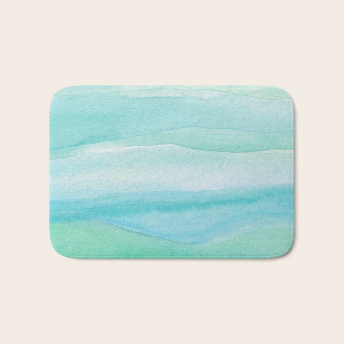 Ocean Layers - Blue Green Watercolor Bath Mat Gallery Image 1