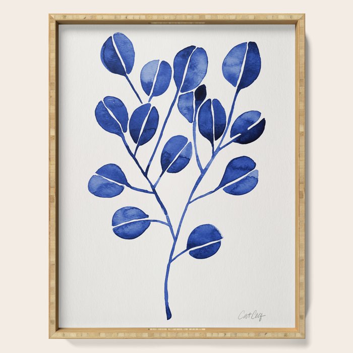 Silver Dollar Eucalyptus - Navy Serving Tray Gallery Image 1