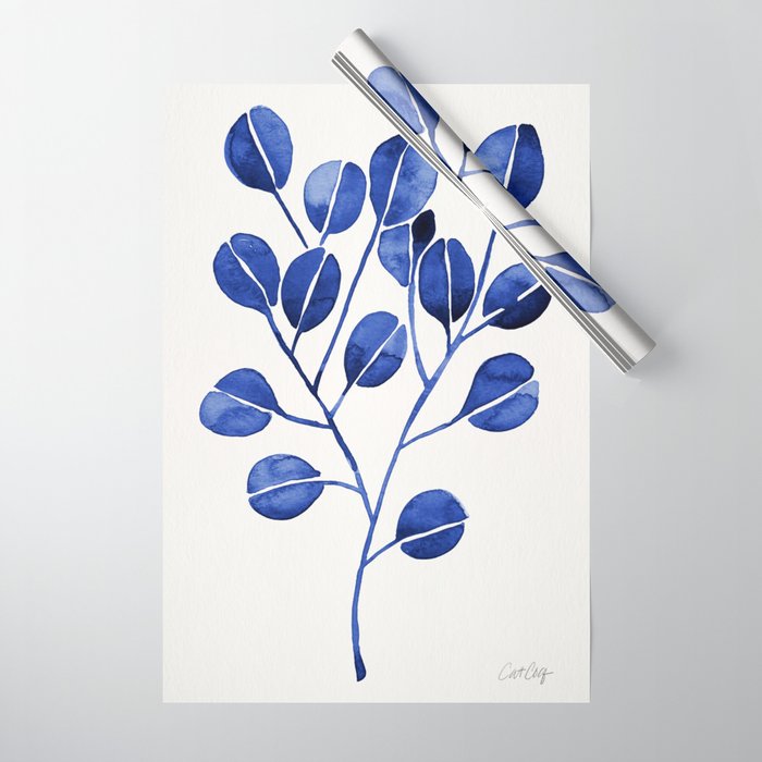 Silver Dollar Eucalyptus - Navy Wrapping Paper Gallery Image 1