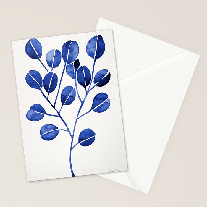 Silver Dollar Eucalyptus - Navy Stationery Card Gallery Image 2