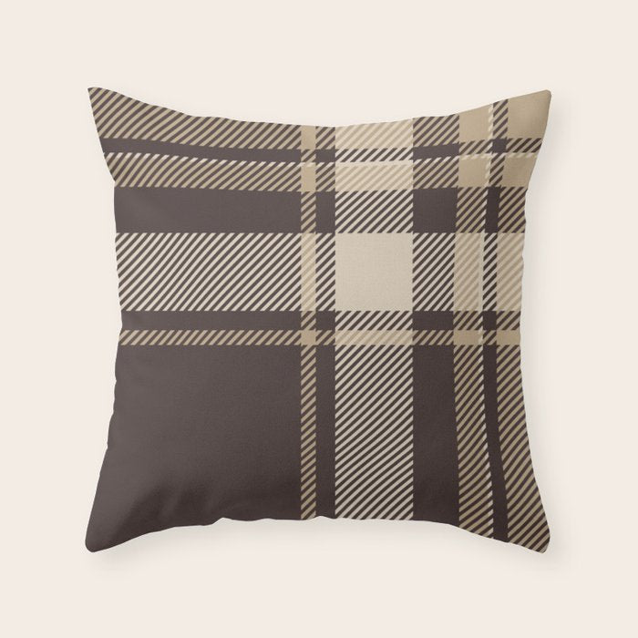 Classic Neutral Plaid Pattern Throw Pillow Gallery Image 6