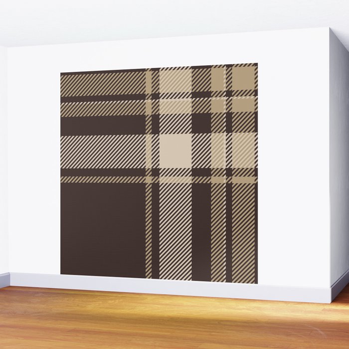Classic Neutral Plaid Pattern Wall Mural Gallery Image 2