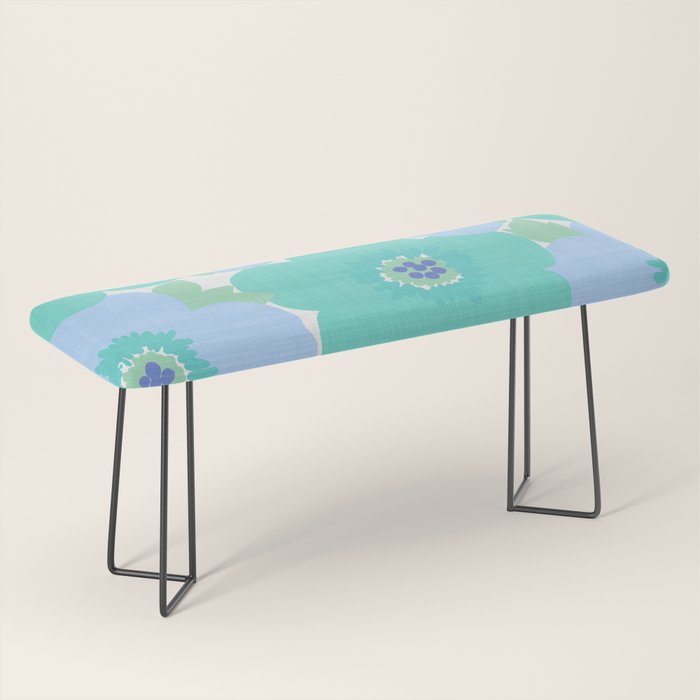 Bright Summer Floral Mid-Century Style Flower Pattern Bench Gallery Image 1