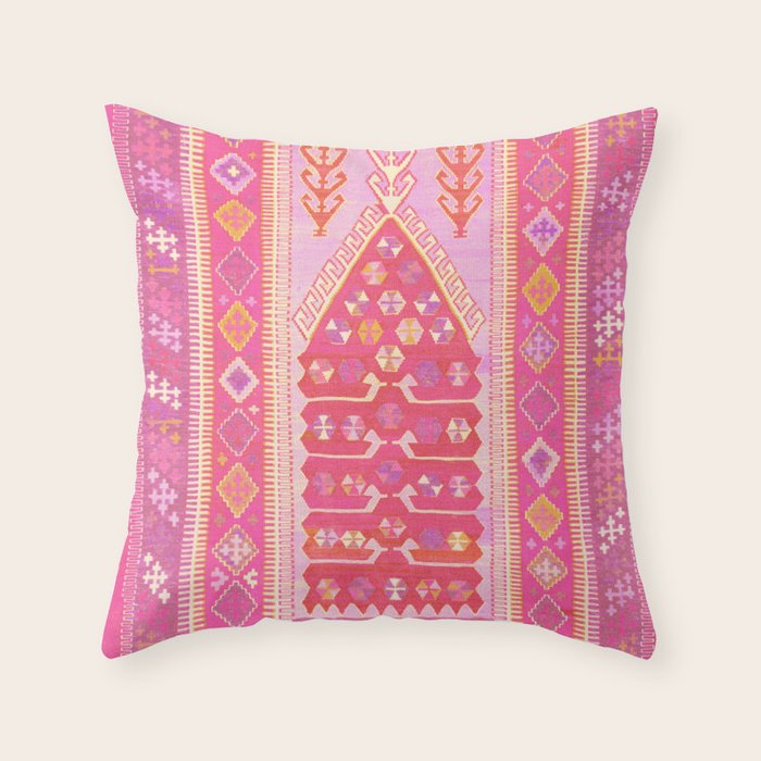 Persian Rug Shades of Pink Throw Pillow Gallery Image 6