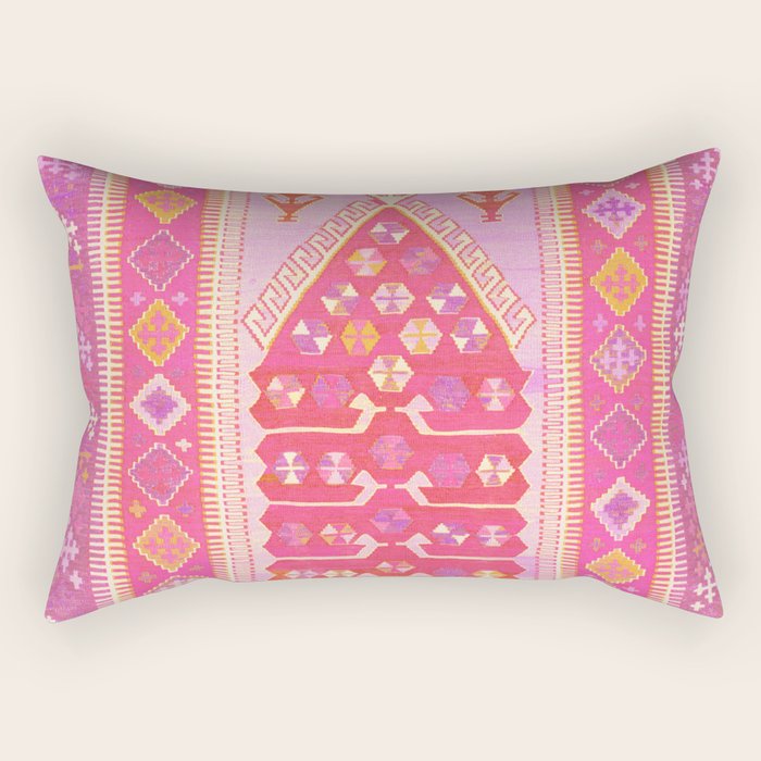 Persian Rug Shades of Pink Rectangular Pillow Gallery Image 1