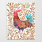 Le Coq â Watercolor Rooster with Sepia Leaves Notebook Gallery Image 4