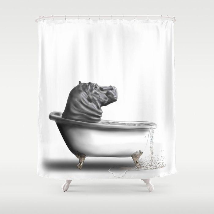 Hippo in Bath Shower Curtain Gallery Image 1