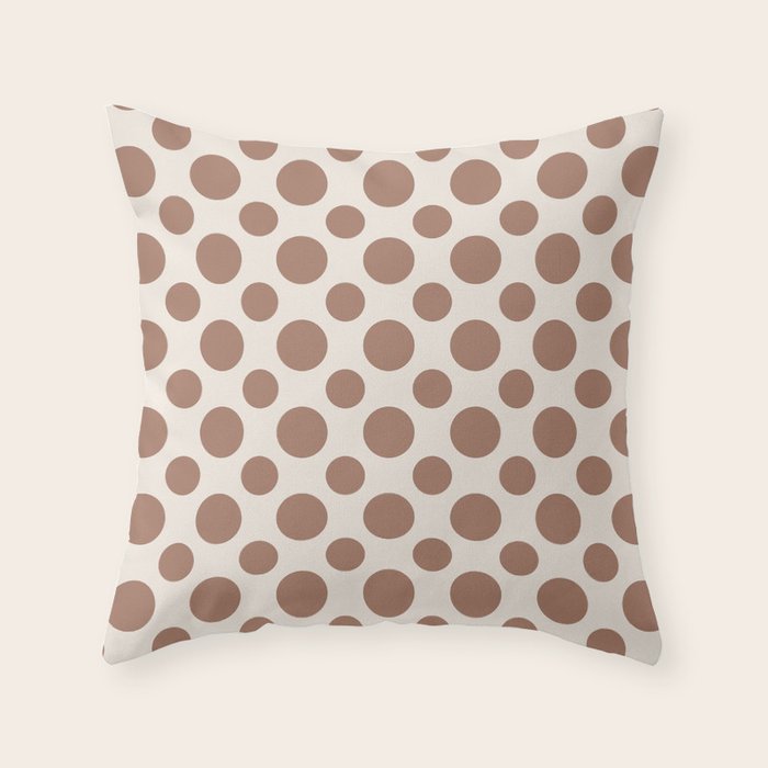 Polka Dots Variable Pattern 1 Inspired by PANTONE 17 1230 Color of the Year Mocha Mousse Throw Pillow Gallery Image 6