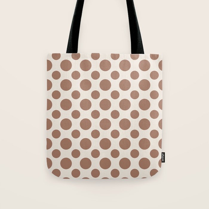 Polka Dots Variable Pattern 1 Inspired by PANTONE 17 1230 Color of the Year Mocha Mousse Tote Bag Gallery Image 1
