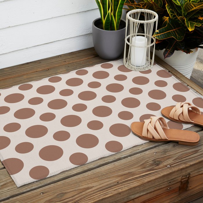 Polka Dots Variable Pattern 1 Inspired by PANTONE 17 1230 Color of the Year Mocha Mousse Outdoor Rug Gallery Image 2