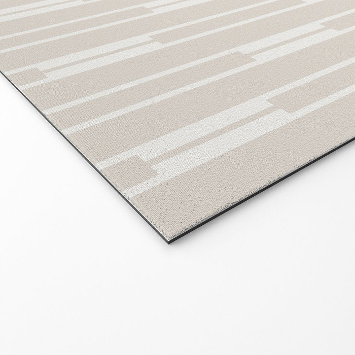 Minimalist Geo Chain Neutral Vertical  Stripe Pattern in Mushroom Beige and Cream Welcome Mat Gallery Image 2