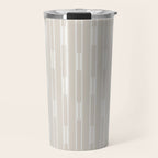 Minimalist Geo Chain Neutral Vertical  Stripe Pattern in Mushroom Beige and Cream Travel Mug Gallery Image 1