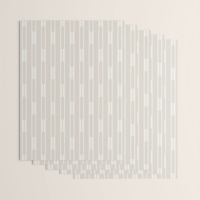 Minimalist Geo Chain Neutral Vertical  Stripe Pattern in Mushroom Beige and Cream Wrapping Paper Gallery Image 3