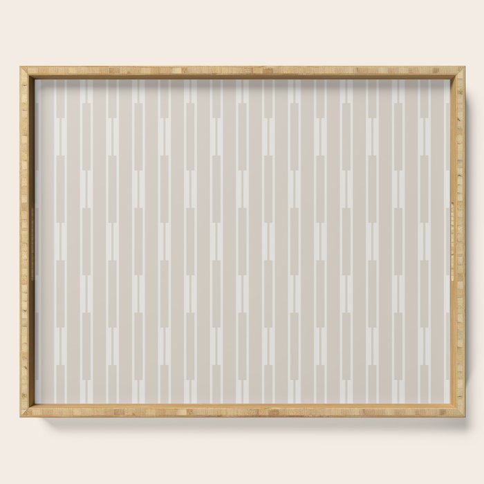 Minimalist Geo Chain Neutral Vertical  Stripe Pattern in Mushroom Beige and Cream Serving Tray Gallery Image 1