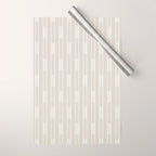 Minimalist Geo Chain Neutral Vertical  Stripe Pattern in Mushroom Beige and Cream Wrapping Paper Gallery Image 1