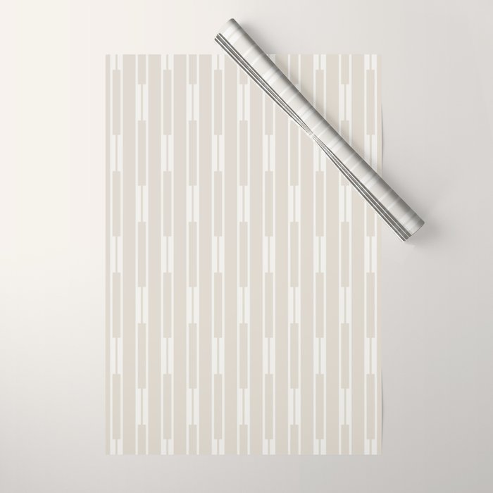 Minimalist Geo Chain Neutral Vertical  Stripe Pattern in Mushroom Beige and Cream Wrapping Paper Gallery Image 1