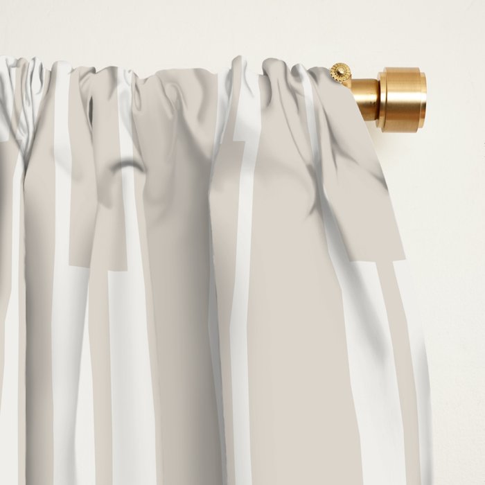 Minimalist Geo Chain Neutral Vertical  Stripe Pattern in Mushroom Beige and Cream Window Curtain Gallery Image 2