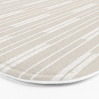 Minimalist Geo Chain Neutral Vertical  Stripe Pattern in Mushroom Beige and Cream Bath Mat Gallery Image 3