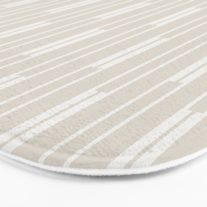 Minimalist Geo Chain Neutral Vertical  Stripe Pattern in Mushroom Beige and Cream Bath Mat Gallery Image 3