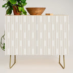 Minimalist Geo Chain Neutral Vertical  Stripe Pattern in Mushroom Beige and Cream Credenza Gallery Image 1
