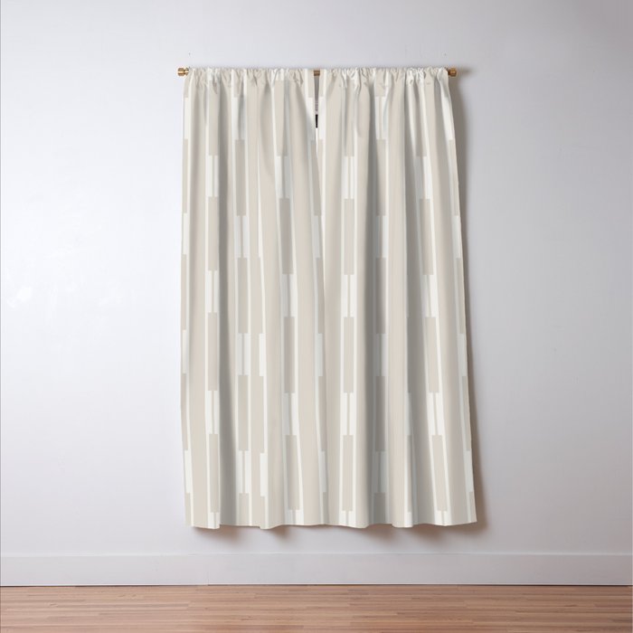 Minimalist Geo Chain Neutral Vertical  Stripe Pattern in Mushroom Beige and Cream Window Curtain Gallery Image 3
