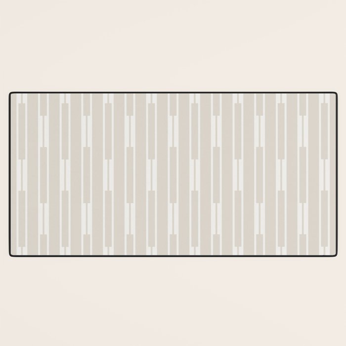 Minimalist Geo Chain Neutral Vertical  Stripe Pattern in Mushroom Beige and Cream Desk Mat Gallery Image 3