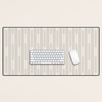 Minimalist Geo Chain Neutral Vertical  Stripe Pattern in Mushroom Beige and Cream Desk Mat Gallery Image 1