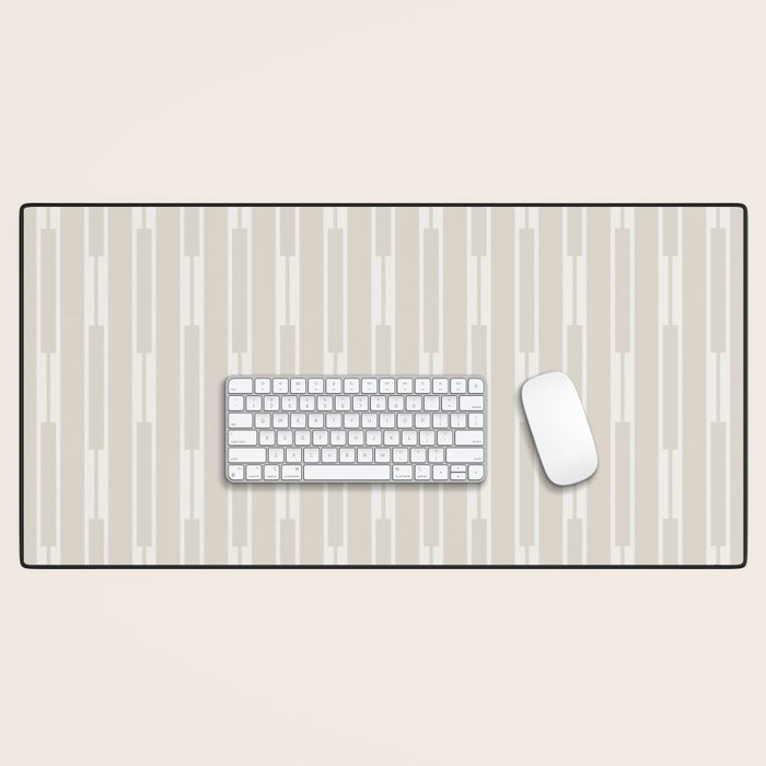 Minimalist Geo Chain Neutral Vertical  Stripe Pattern in Mushroom Beige and Cream Desk Mat Gallery Image 1