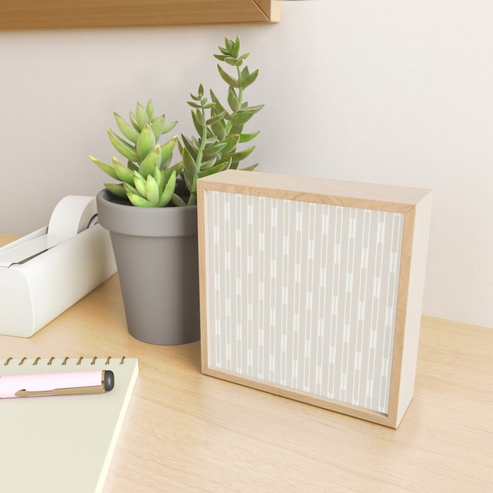 Minimalist Geo Chain Neutral Vertical  Stripe Pattern in Mushroom Beige and Cream Mini Art Print Gallery Image 2