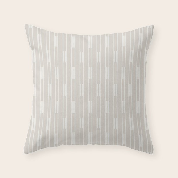 Minimalist Geo Chain Neutral Vertical  Stripe Pattern in Mushroom Beige and Cream Throw Pillow Gallery Image 1