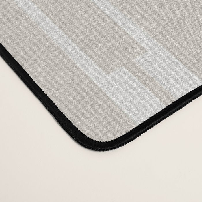 Minimalist Geo Chain Neutral Vertical  Stripe Pattern in Mushroom Beige and Cream Desk Mat Gallery Image 4