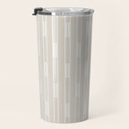 Minimalist Geo Chain Neutral Vertical  Stripe Pattern in Mushroom Beige and Cream Travel Mug Gallery Image 3
