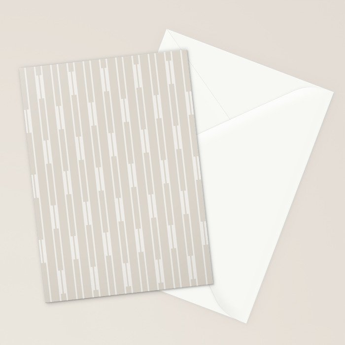 Minimalist Geo Chain Neutral Vertical  Stripe Pattern in Mushroom Beige and Cream Stationery Card Gallery Image 2