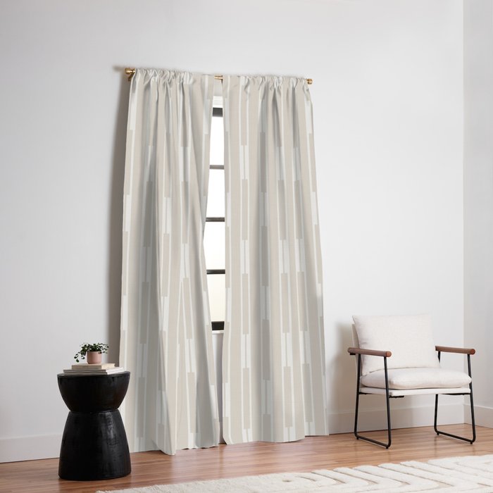 Minimalist Geo Chain Neutral Vertical  Stripe Pattern in Mushroom Beige and Cream Window Curtain Gallery Image 2