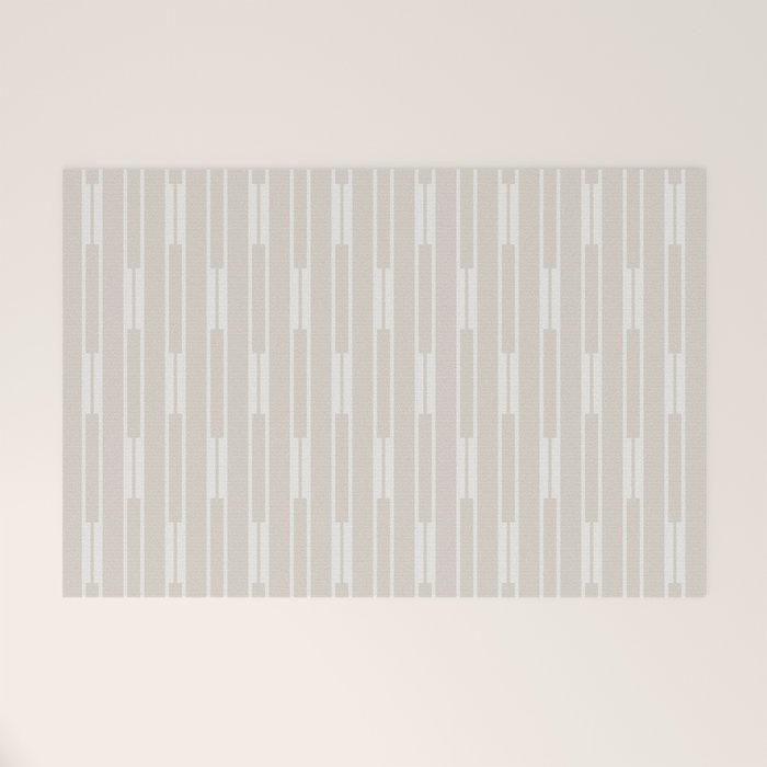 Minimalist Geo Chain Neutral Vertical  Stripe Pattern in Mushroom Beige and Cream Welcome Mat Gallery Image 1