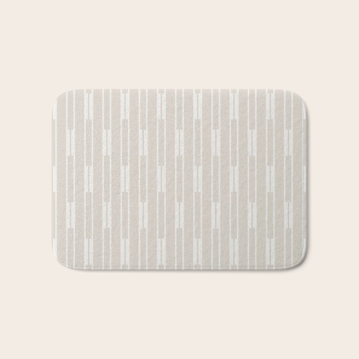 Minimalist Geo Chain Neutral Vertical  Stripe Pattern in Mushroom Beige and Cream Bath Mat Gallery Image 1