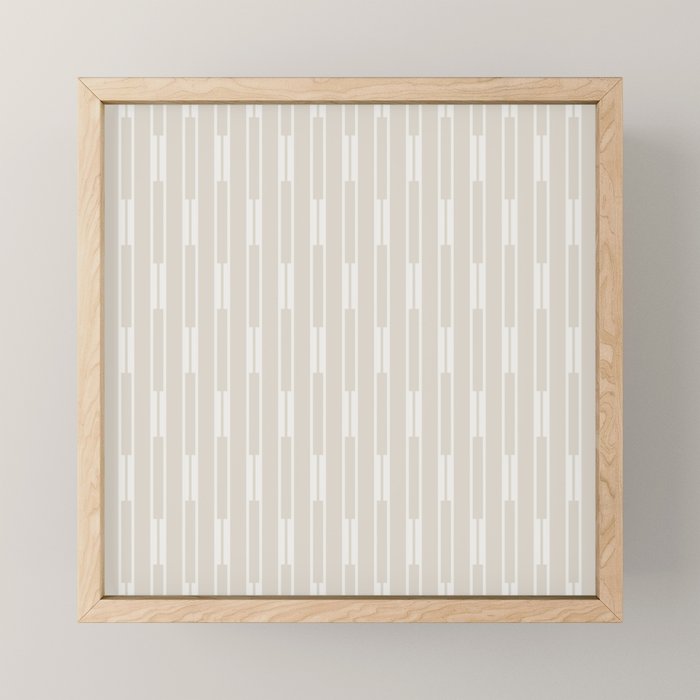 Minimalist Geo Chain Neutral Vertical  Stripe Pattern in Mushroom Beige and Cream Mini Art Print Gallery Image 1