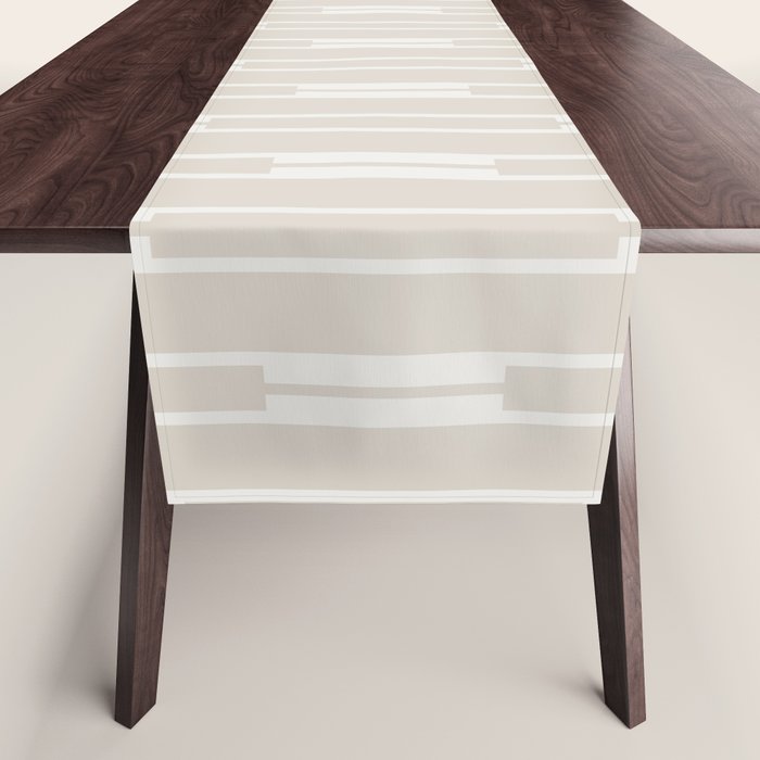 Minimalist Geo Chain Neutral Vertical  Stripe Pattern in Mushroom Beige and Cream Table Runner Gallery Image 1