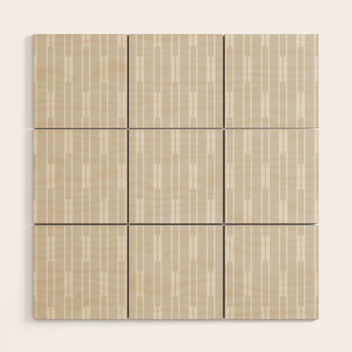 Minimalist Geo Chain Neutral Vertical  Stripe Pattern in Mushroom Beige and Cream Wood Wall Art Gallery Image 1