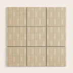 Minimalist Geo Chain Neutral Vertical  Stripe Pattern in Mushroom Beige and Cream Wood Wall Art Gallery Image 1