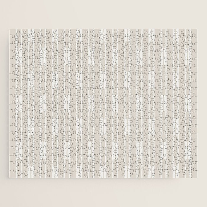 Minimalist Geo Chain Neutral Vertical  Stripe Pattern in Mushroom Beige and Cream Jigsaw Puzzle Gallery Image 1