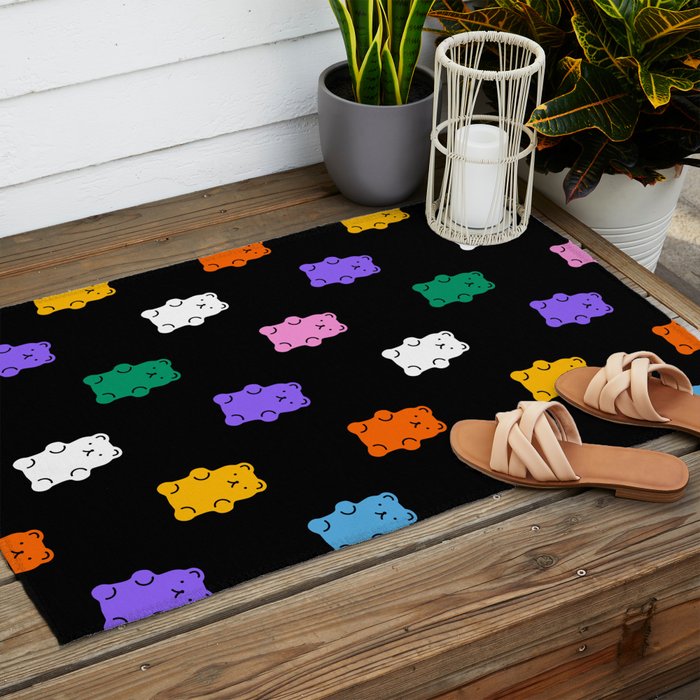 Colorful candy bear pattern art Outdoor Rug Gallery Image 2